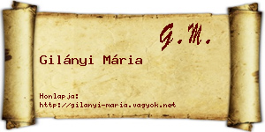 Gilányi Mária névjegykártya